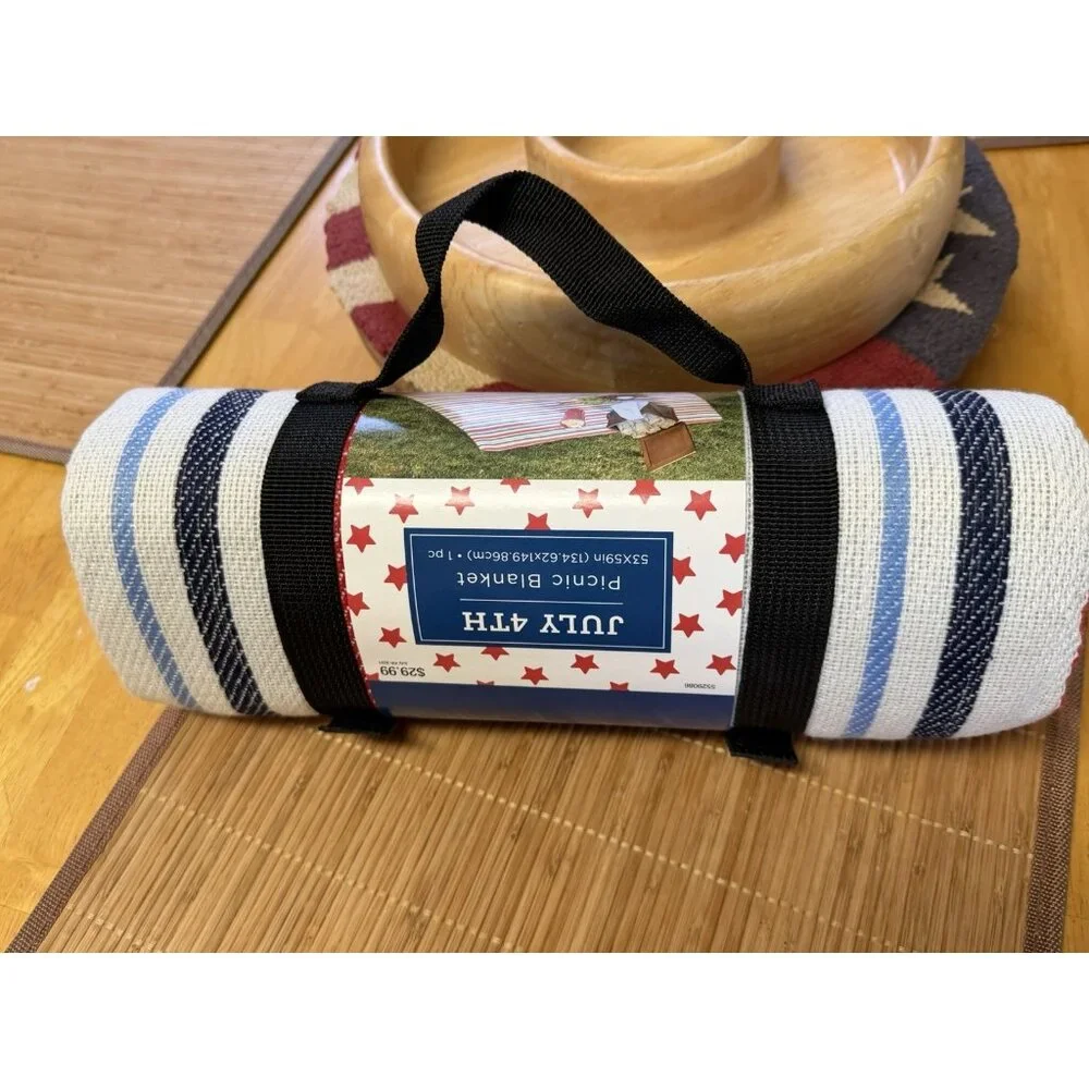 Picnic Blanket Compact Travel July 4th New In Original Packing USA